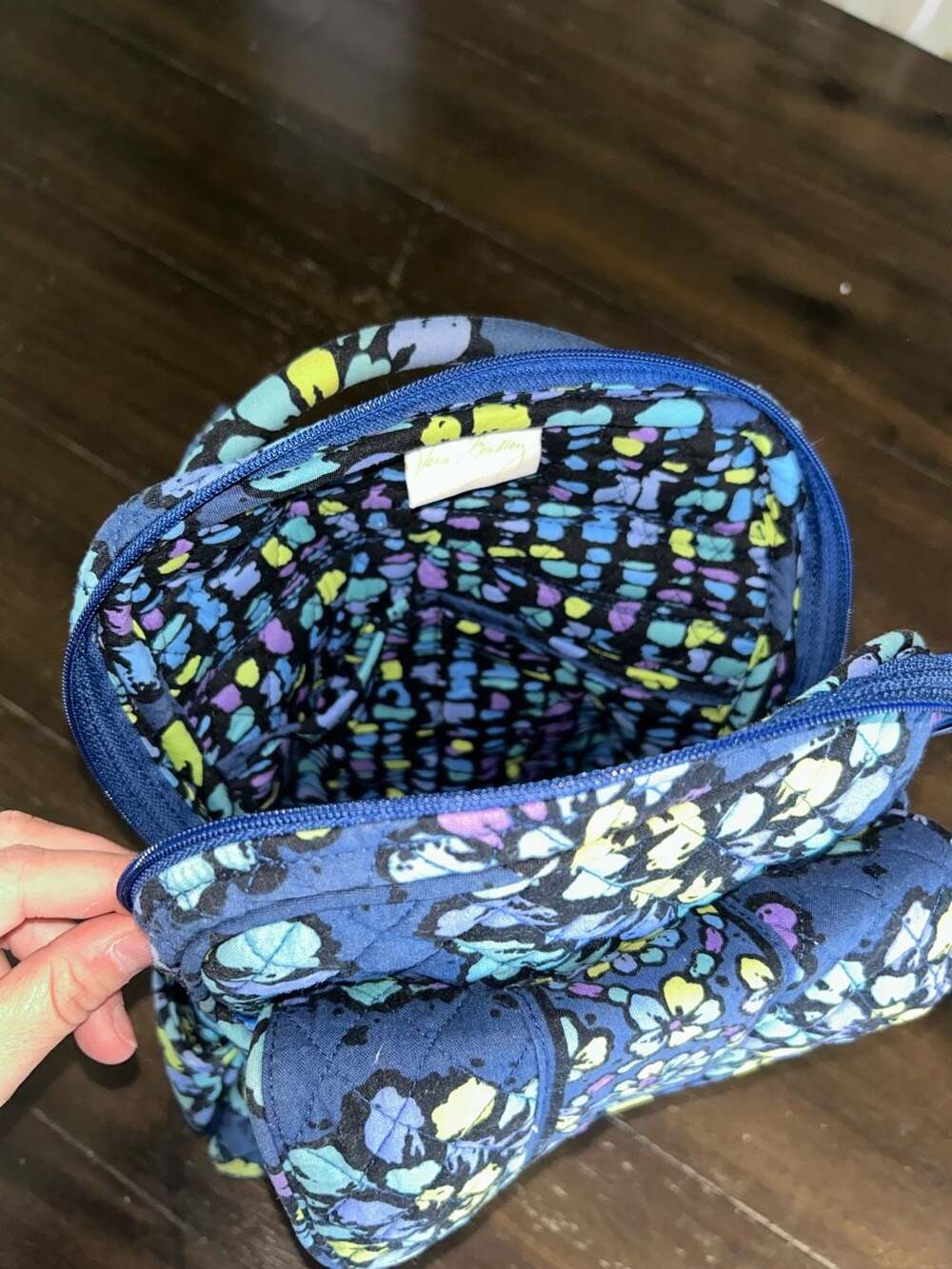 Vera Bradley Mini Backpack in Indigo Pop Quilted Cotton Pattern - Picture 5 of 6